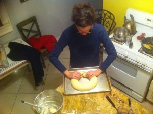 Roll dough into a circle. 